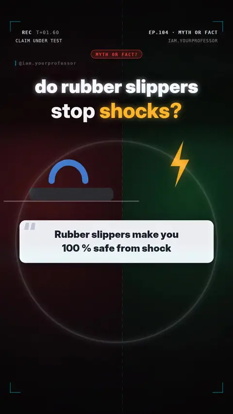 Cover of the lesson: Myth or Fact #7: "Rubber slippers make you 100 % safe from shock"