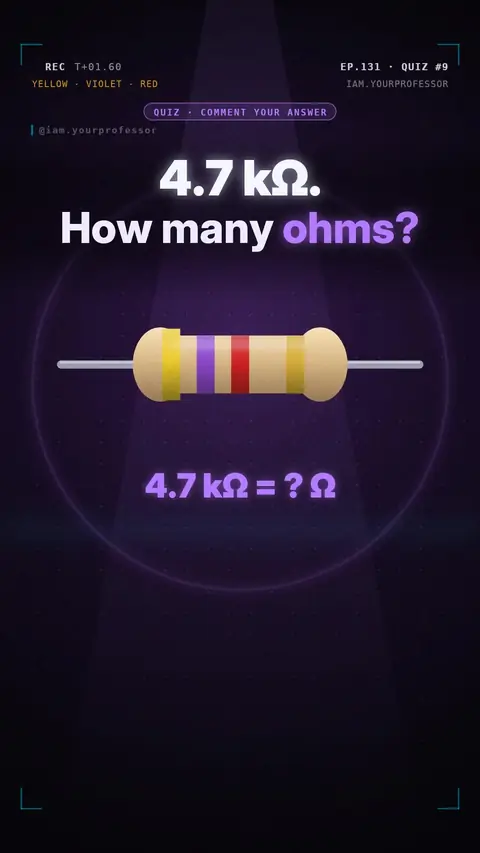 Cover of the lesson: Quiz #9: 4.7 kΩ is how many ohms?