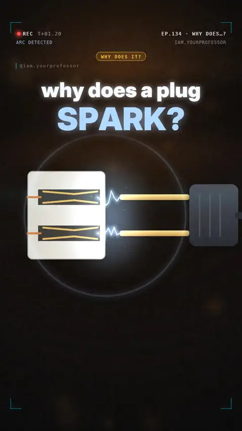 Cover of the lesson: Why does…? #10: Why does a plug spark when you pull it out?